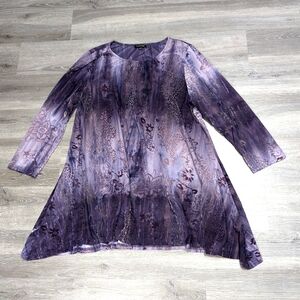 Y2K Pullover Top Purple Velvet Burnout Tunic Whimsigoth Fairy Sparkle Romance 1X